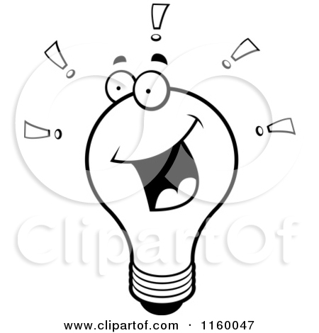 Light Bulb Clip Art Black And White 1160047 Cartoon Clipart Of A Black