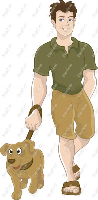 Man Walking Dog Clip Art   Cartoon
