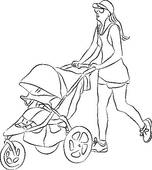 Mom With Baby Stroller Clip Art  Stock Clip Art Gg56716186   Gograph