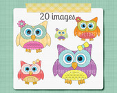 Owl Clip Art   Digital Owl Clip Art   Cute Girly Owl Clipart   Persona