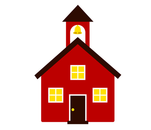 Red School House With Yellow Bell   Window Free Vector Clipart