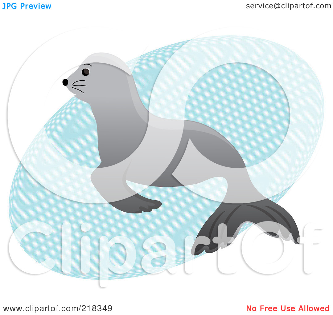 Royalty Free  Rf  Clipart Illustration Of A Cute Gray Baby Seal In A