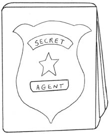 Secret Agent Badge Sleuth Cap Magnifying Glass Book Question Mark