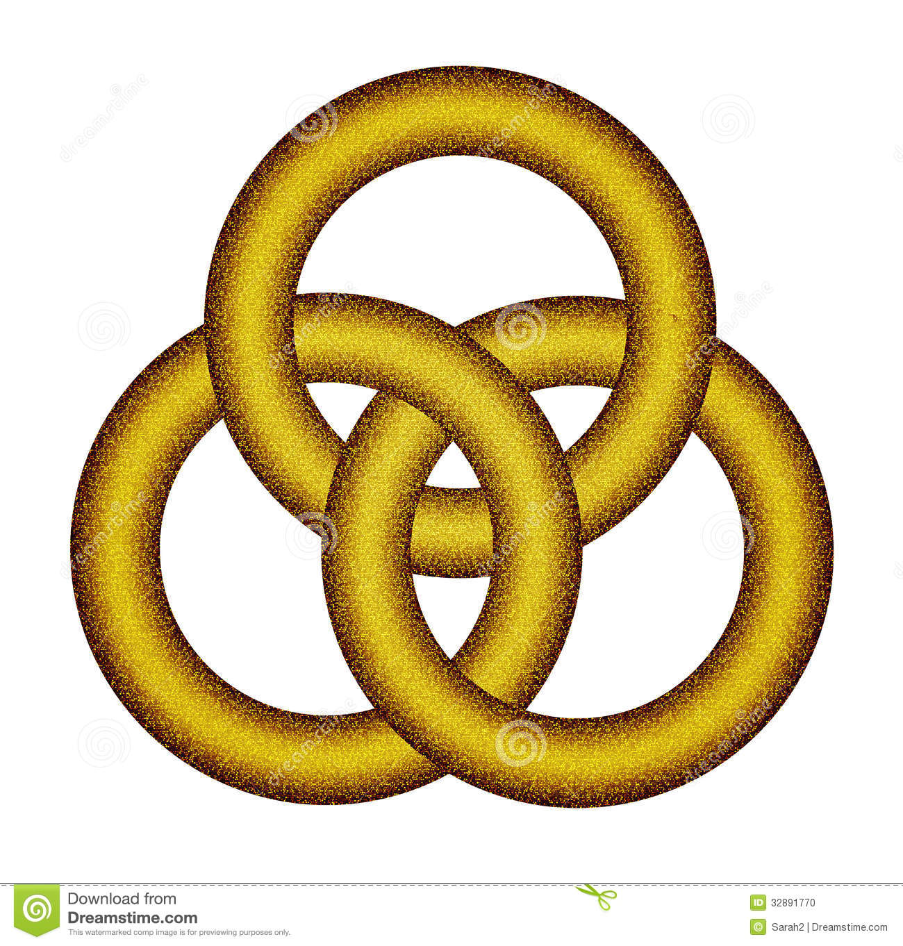 Three Interlocking Gold Rings   Celtic Knot Stock Photo   Image
