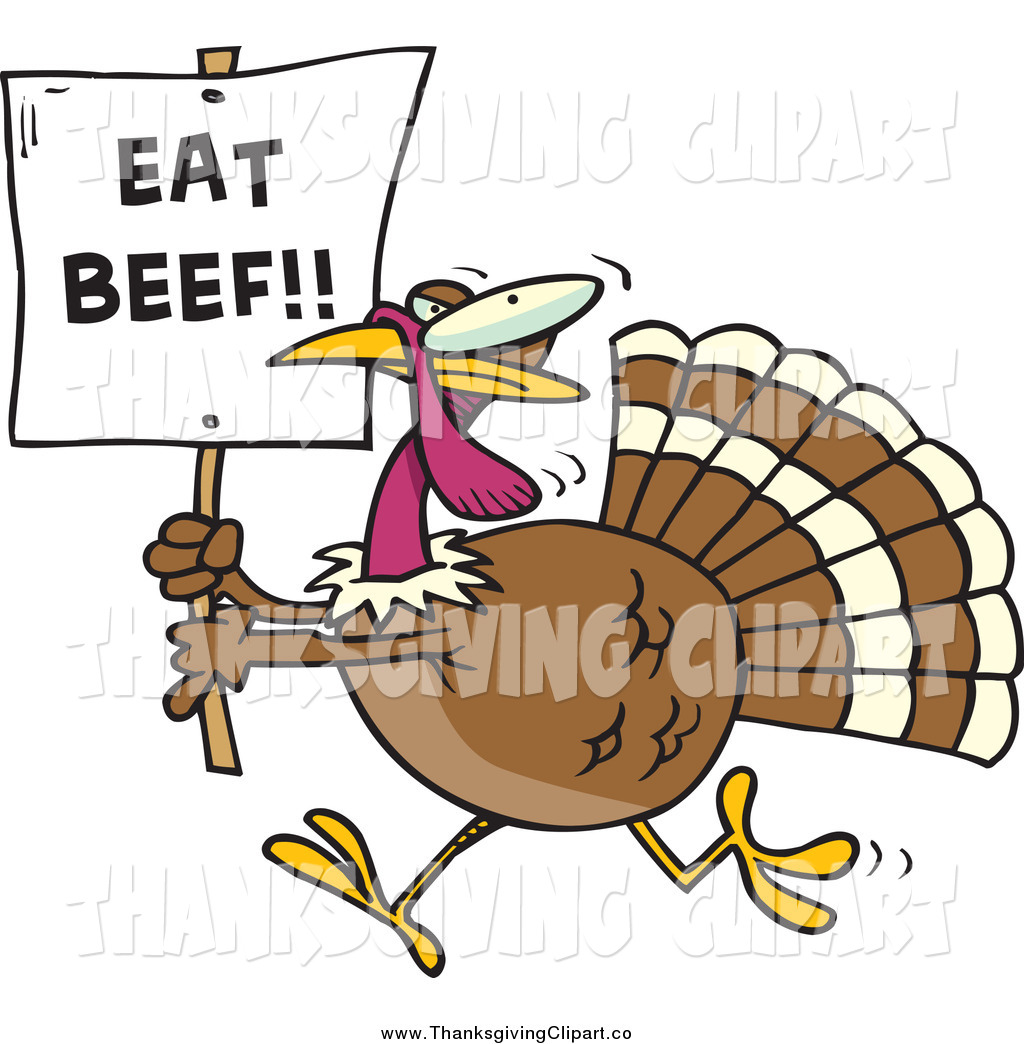 Vector Clip Art Of A Cartoon Turkey Bird With An Eat Beef Sign By Ron    