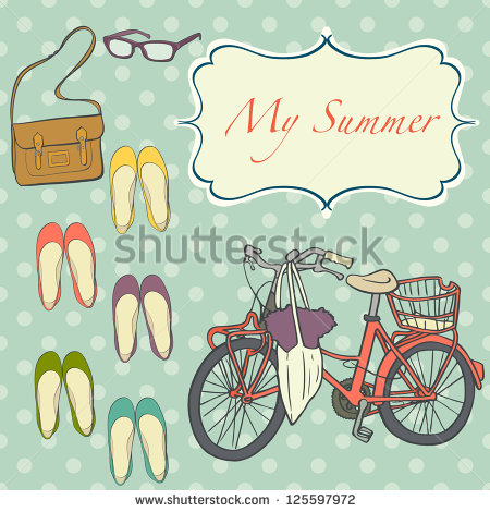Vector Images Illustrations And Cliparts  Cute Girly Summer Set With