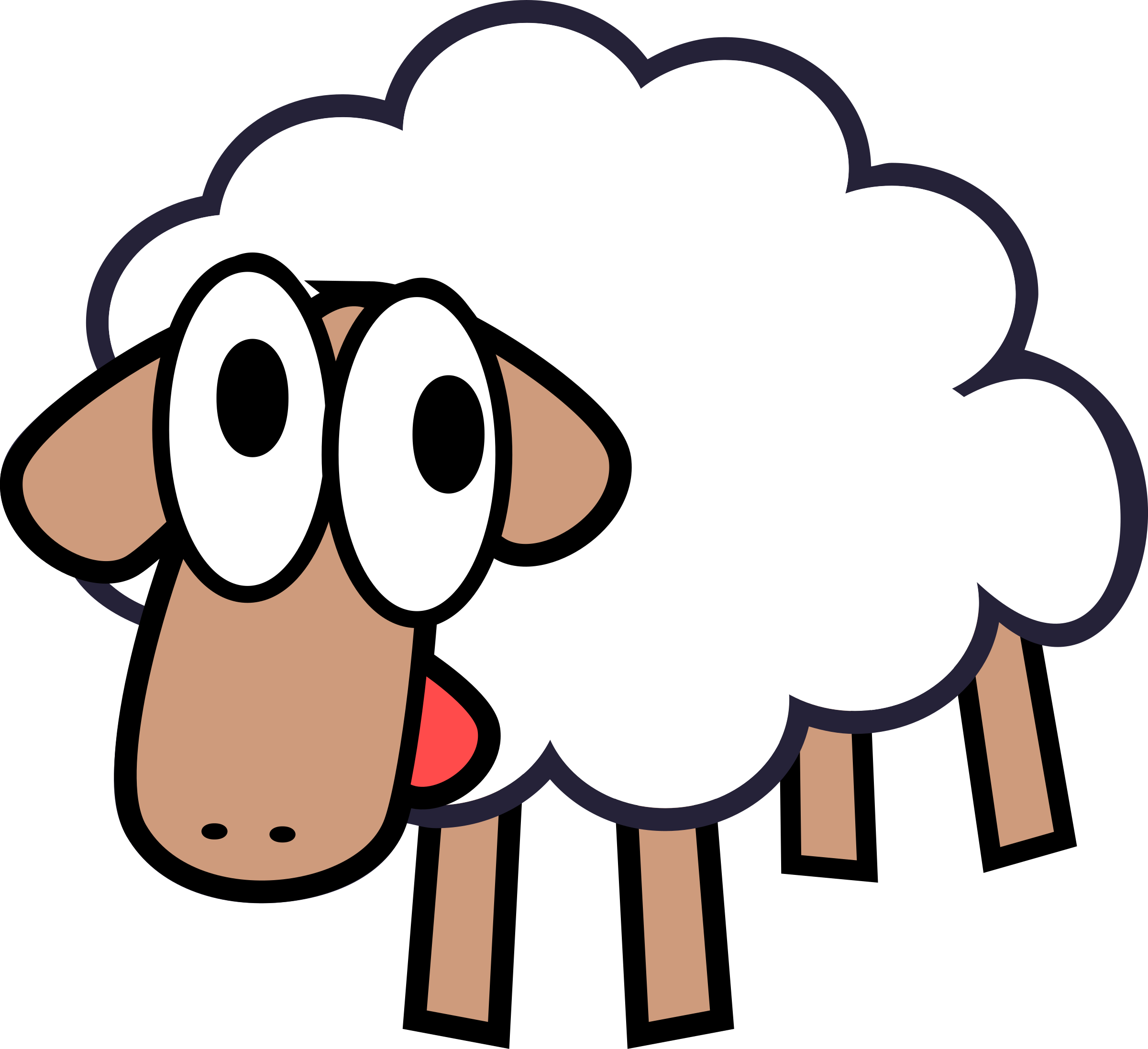 White Stupid   Cute Cartoon Sheep