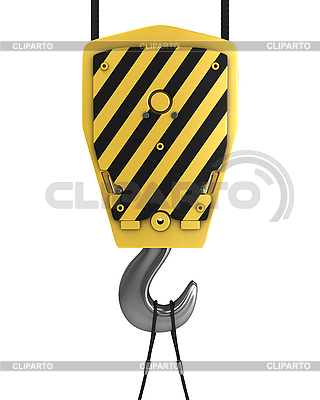 Yellow Crane Hook Front View Isolated On White Background    
