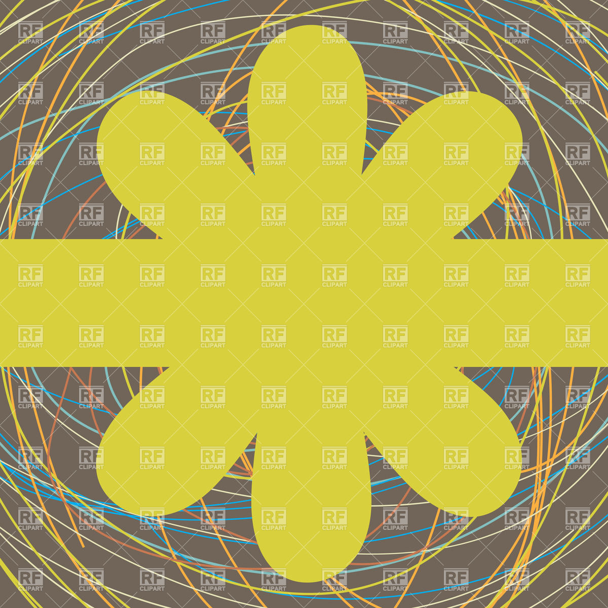 Abstract Flower Shaped Yellow Banner And Scribbles Borders And Frames