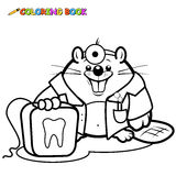 Beaver Dentist Holding A Dental Floss Coloring Page Royalty Free Stock    