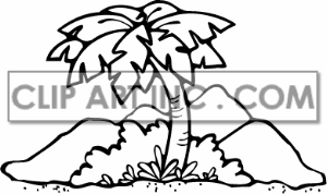 Black And White Palm Tree Scenery Clipart Image Picture Art   162774