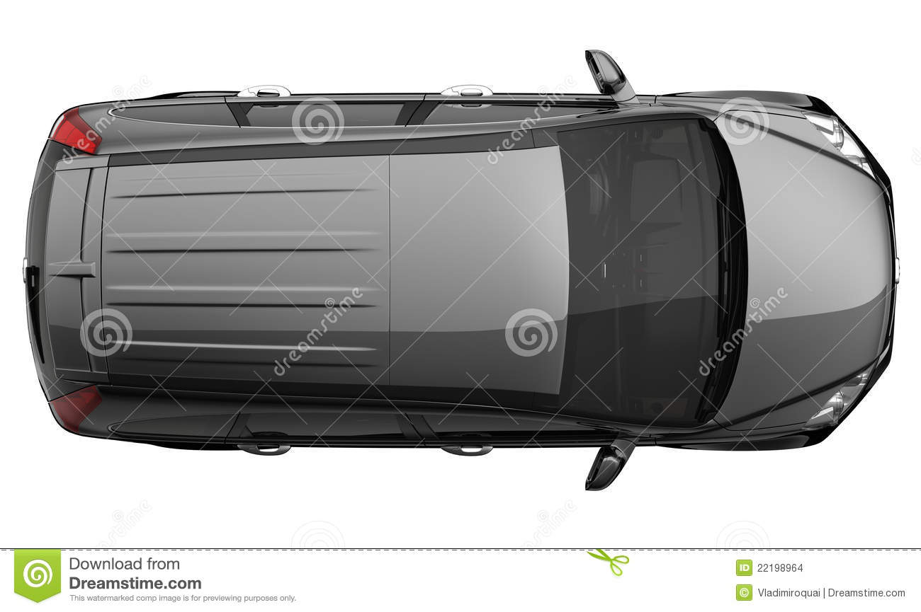 Black Suv Car Top View On White Background 
