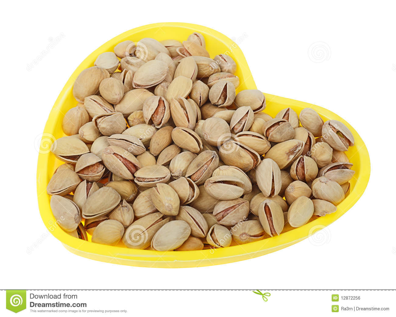 Box In The Form Of Heart  Pistachios Salty For Beer  White Background