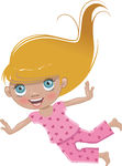 Cartoon Girl In Pink Pajamas Flies Clipart