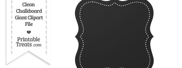 Clean Chalkboard Giant Dotted Fancy Label Clipart   Printable Treats