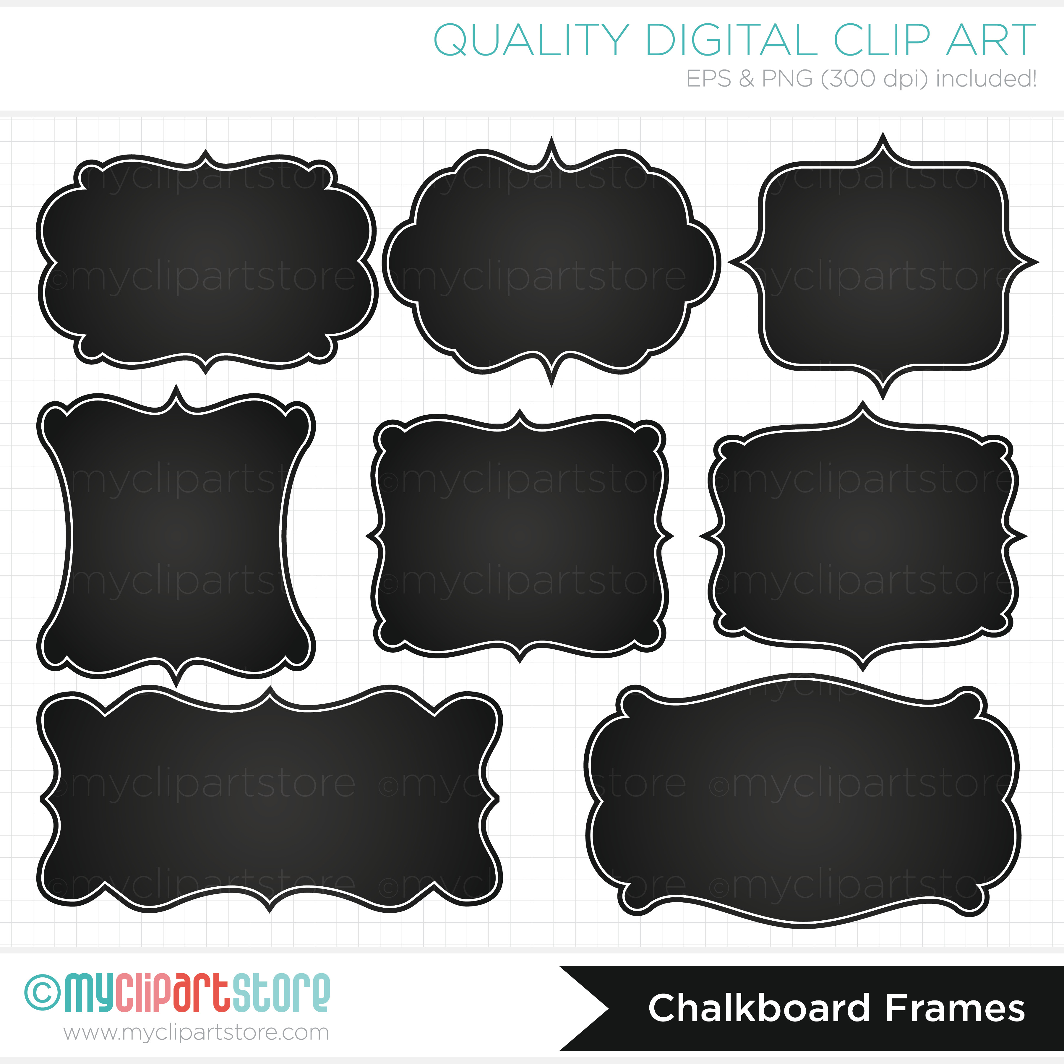 Clip Art   Chalkboard Labels And Frames   Myclipartstore