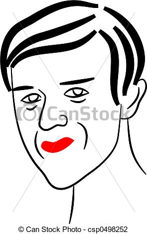 Clip Art Of Portrait Of A Man   Simple Line Drawing Of A Portrait Of A
