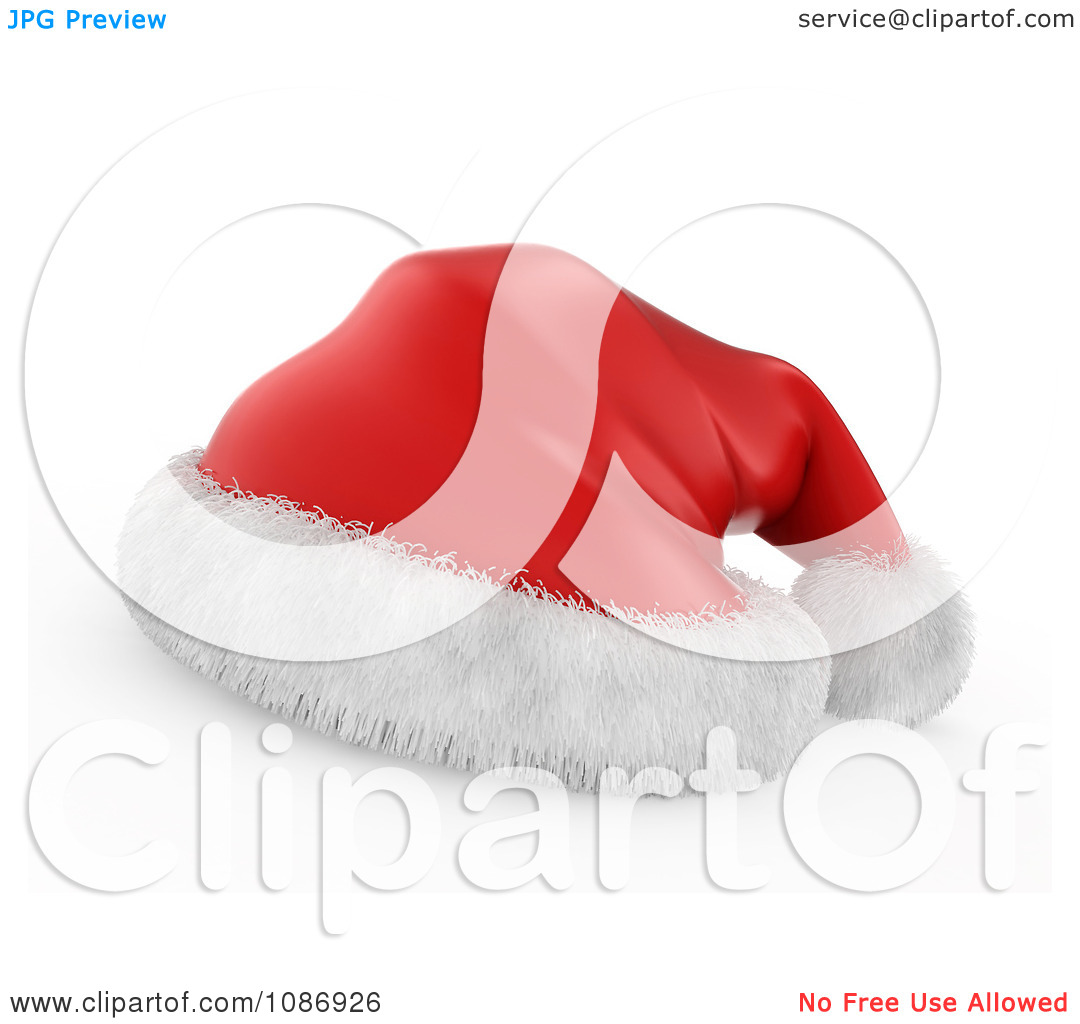 Clipart 3d Red Christmas Santa Hat With Fuzzy White Trim   Royalty    