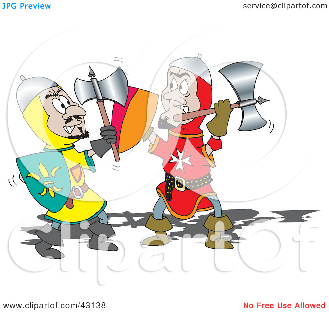 Clipart Illustration Of A Battle Between Two Knights With Axes By