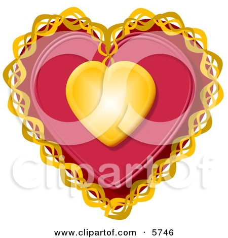 Decorative Red Valentine Heart With Gold Trim Clipart Illustration Jpg