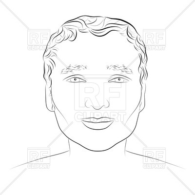 Drawing Sketch Of Young Attractive Man   Full Face Portrait 40167