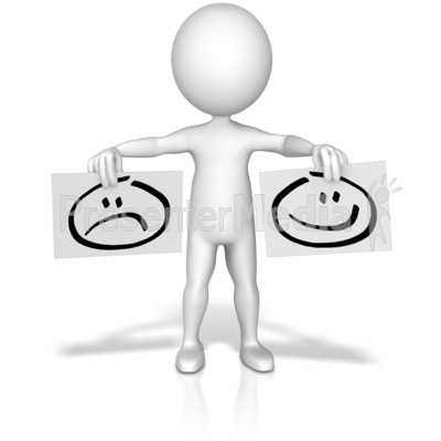 Figure Holding Happy Sad Signs   Signs And Symbols   Great Clipart For