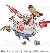 Lifestyle Clipart Of A Male Baseball Fan Cheering While Wearing A Hot    
