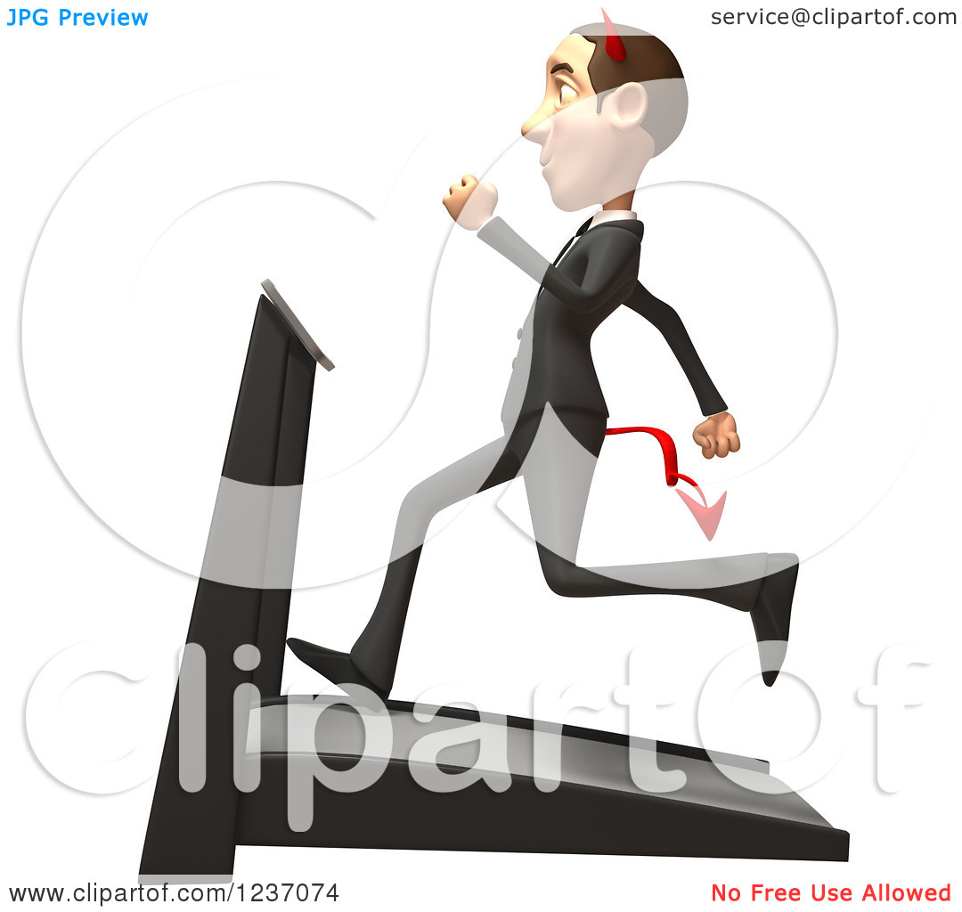 Man On Treadmill Clipart Clipart Of A 3d Devil Con Artist Business Man    