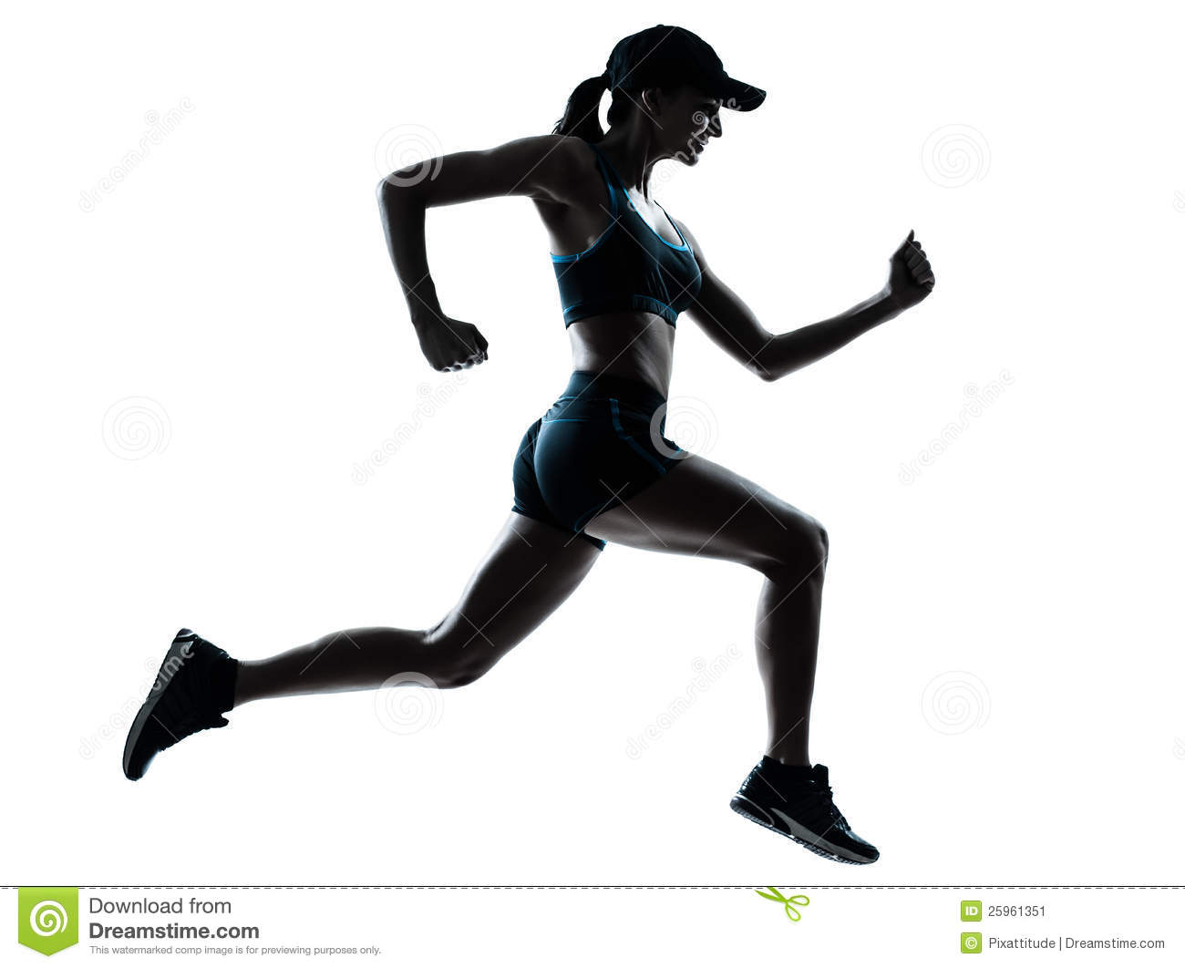 One Caucasian Woman Runner Jogger In Silhouette Studio Isolated On