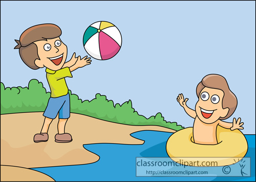 Outdoors   Boy With Beach Ball Water Tube 04   Classroom Clipart