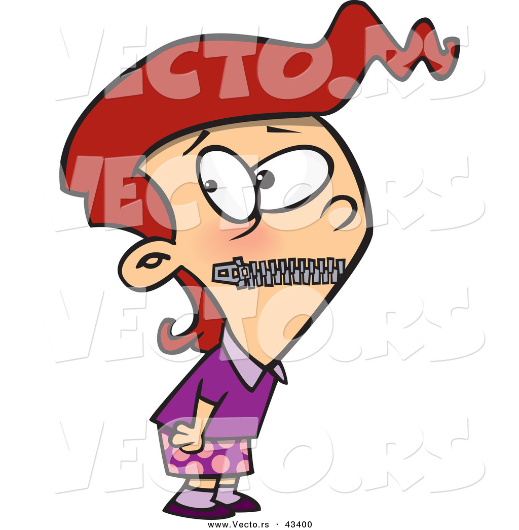 Quiet Girl Clipart Speachless Cartoon Girl With