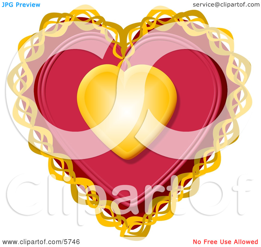 Red Valentine Heart With Gold Trim Clipart Illustration By Dennis Cox