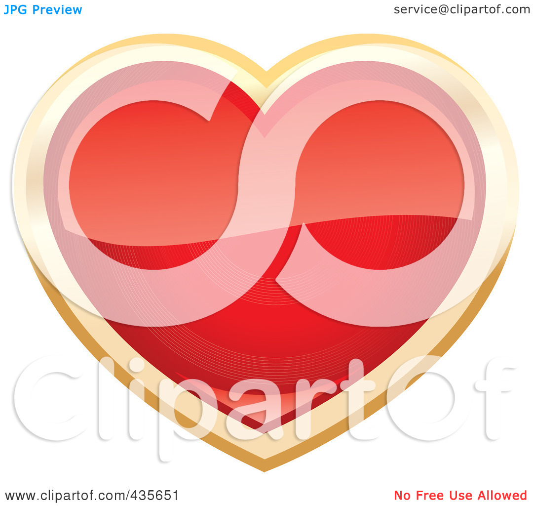 Rf  Clipart Illustration Of A Shiny Red Heart With Gold Trim By Monica