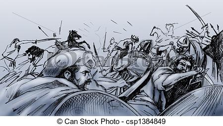 Stock Illustration Of Battle Scene In Ancient Turkey   Hand Drawn