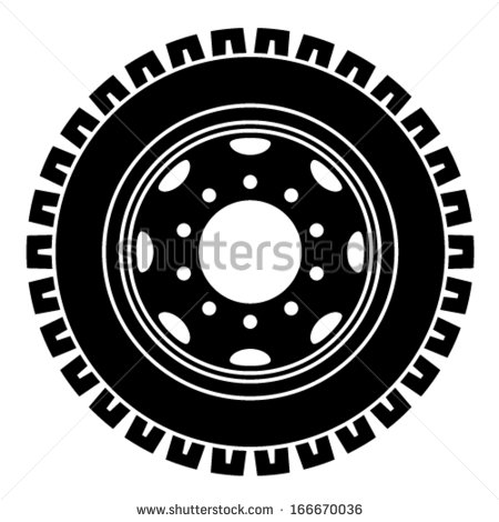 Vector Truck Wheel Black White Symbol   Stock Vector