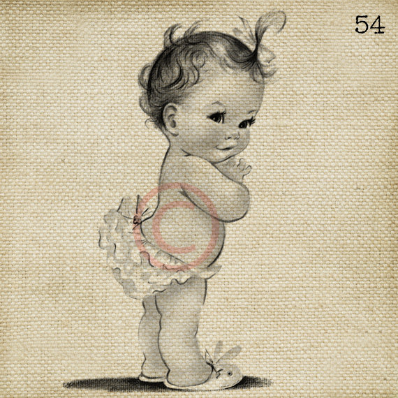 Vintage Baby Girl Clip Art Adorable Vintage Baby Girl