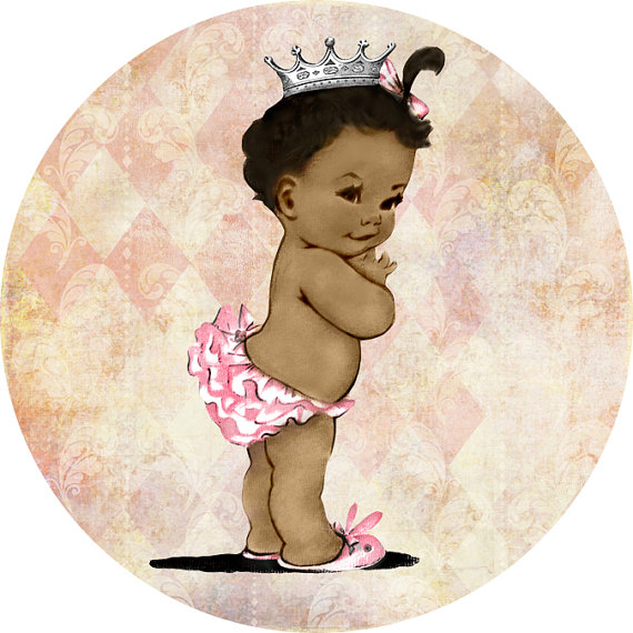 Vintage Baby Shower For Girl 2 Cupcake Toppers Or Stickers   African