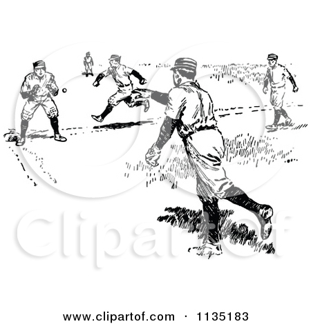 Vintage Baseball Player Clipart Clipart Of A Retro Black And