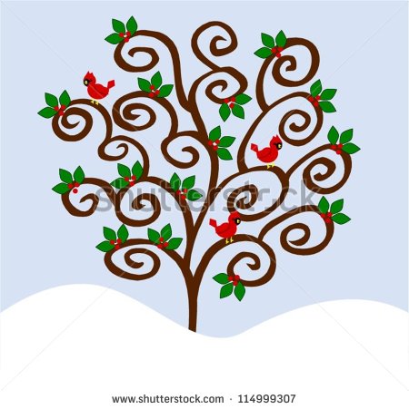 Winter Cardinal Clipart Winter Tree With Cardinals