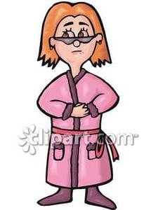 Woman Wearing A Bathrobe   Royalty Free Clipart Picture