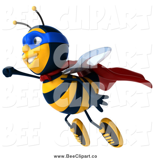 3d Super Hero Honey Bee Flying Bee Clip Art Julos