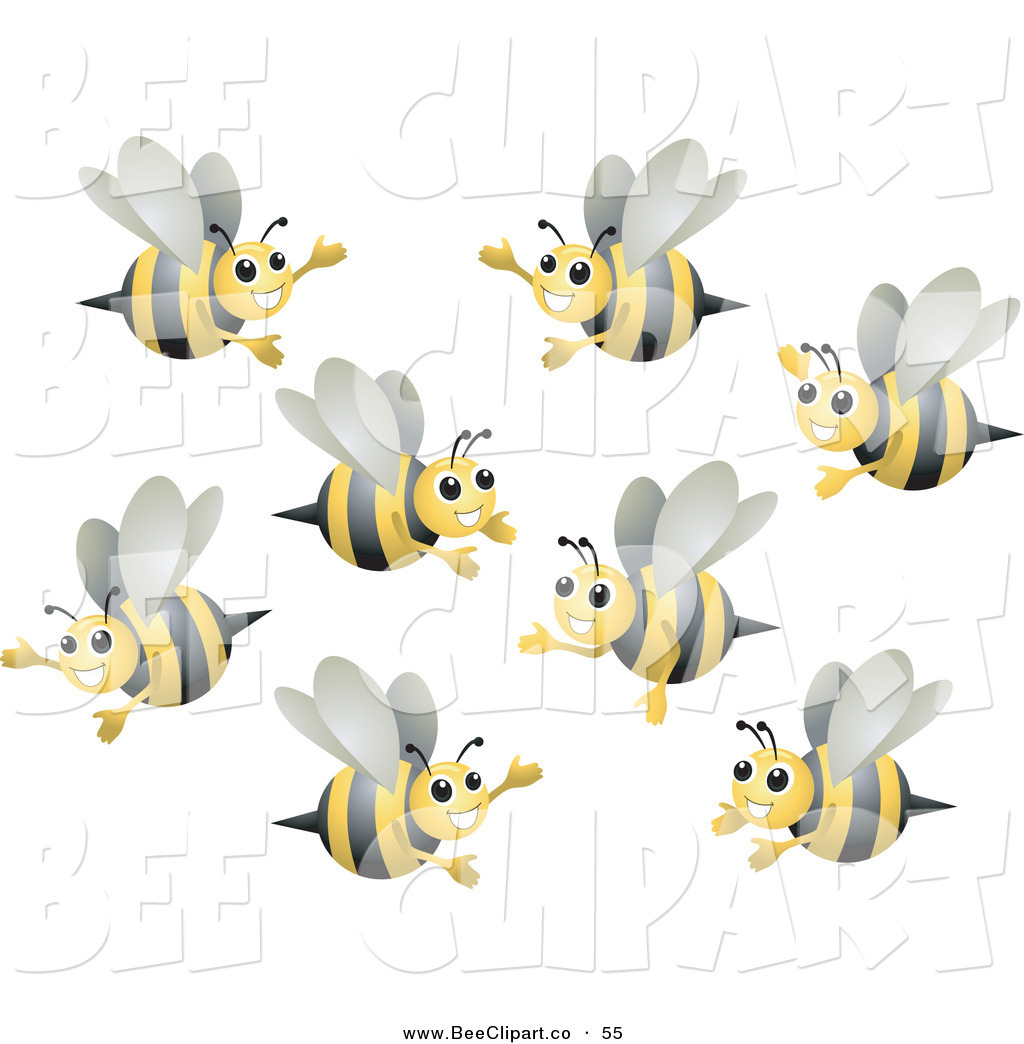 Bee Clip Art Vector Clip Art Of A Group Of Happy Bumble Bees Flying In