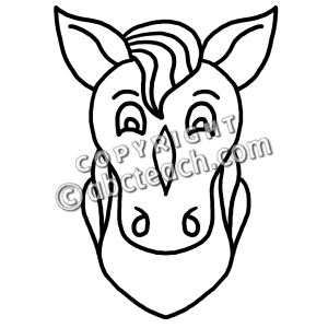 Clip Art  Cartoon Animal Faces  Horse B W   Preview 1