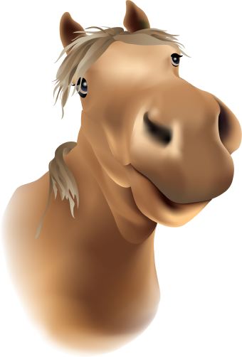 Clip Art Of An Inquisitive Brown Horse 