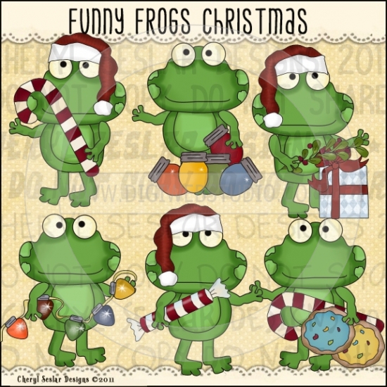 Funny Frogs Christmas 1   Clip Art By Cheryl Seslar   Digi Web Studio    