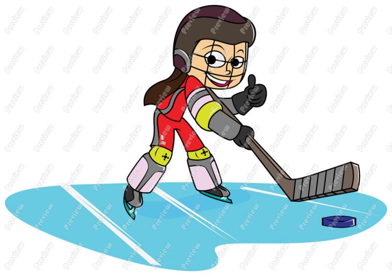 Girl Child Playing Ice Hockey Clip Art   Royalty Free Clipart   Vector