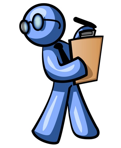 Man Holding A Clipboard While Reviewing Employess Clipart Illustration