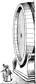 Man   Woman With Large Oak Barrel