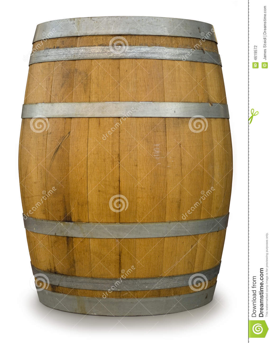 Oak Barrel Isolated On White With A Clipping Path