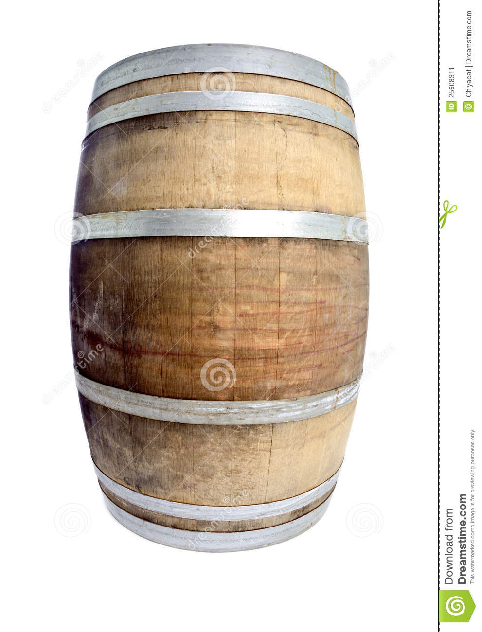 Oak Wine Barrel Isolated On White  1 Stock Image   Image  25608311